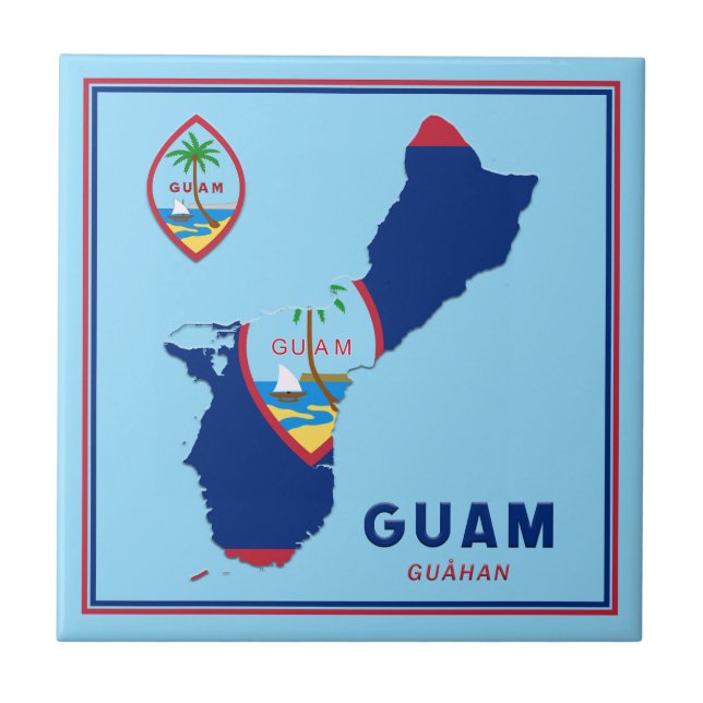 Mapa e Selo do Sinalizador de Guam (Frente)