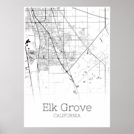 Mapa Elk Grove - Califórnia - Poster do Mapa da Ci