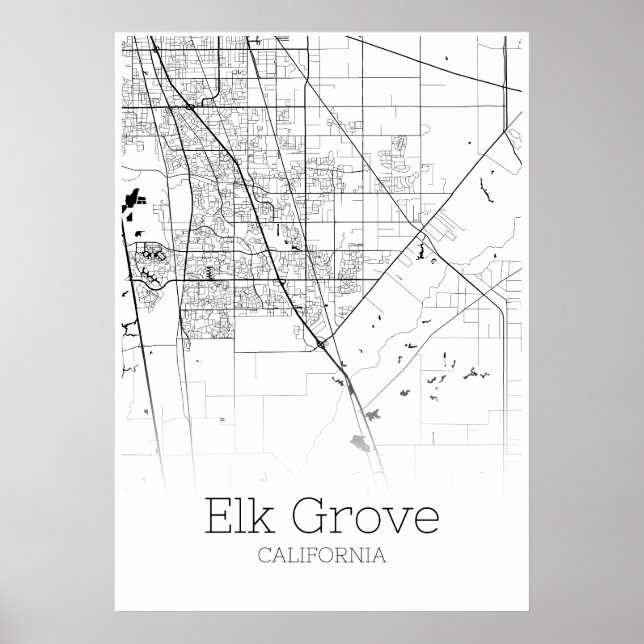 Mapa Elk Grove - Califórnia - Poster do Mapa da Ci (Frente)