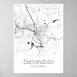 Mapa Escondido - Califórnia - Poster do Mapa da Ci