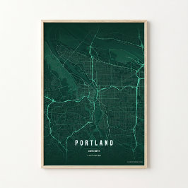 Mapa Esmeralda de Portland Impressão Arte de Pared