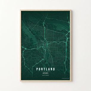 Mapa Esmeralda de Portland Impressão Arte de Pared