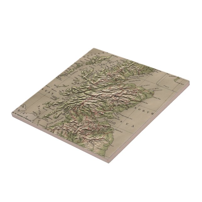 Mapa físico Vintage da Escócia (1880) (Lateral)