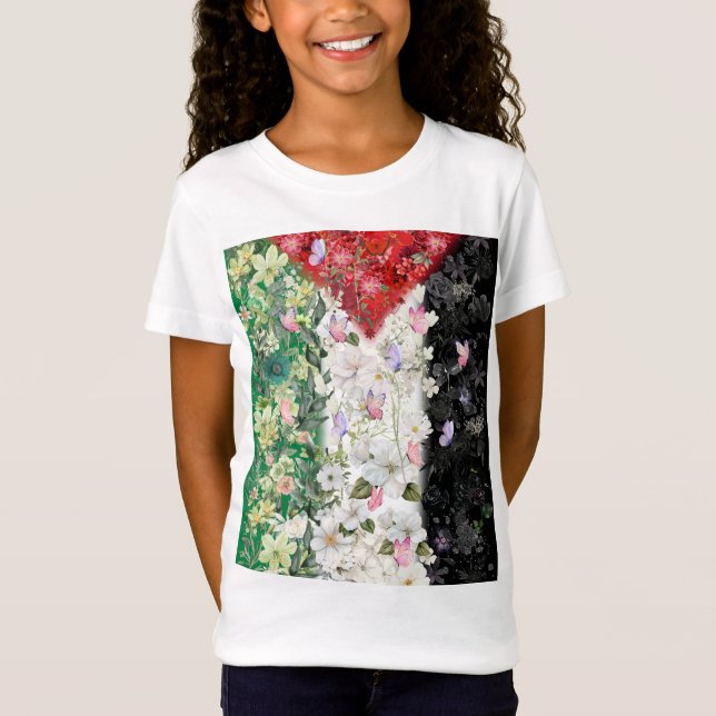 Mapa Floral da Palestina - Camiseta do Mapa Livre  (Frente)