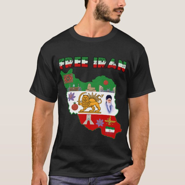 Mapa Grátis do Irã – Camisa Iraniana do Leão e Sol (Frente)