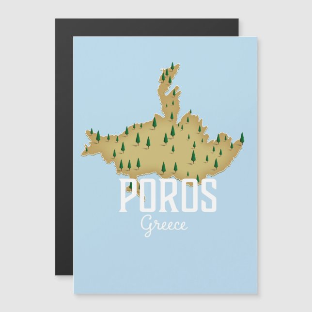 Mapa Grego Ilustrado de Poros pôster de viagem (Frente/Verso)