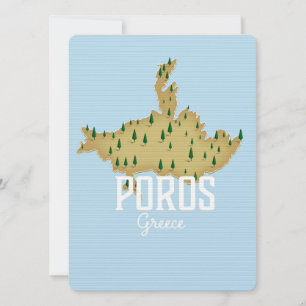 Mapa Grego Ilustrado de Poros pôster de viagem
