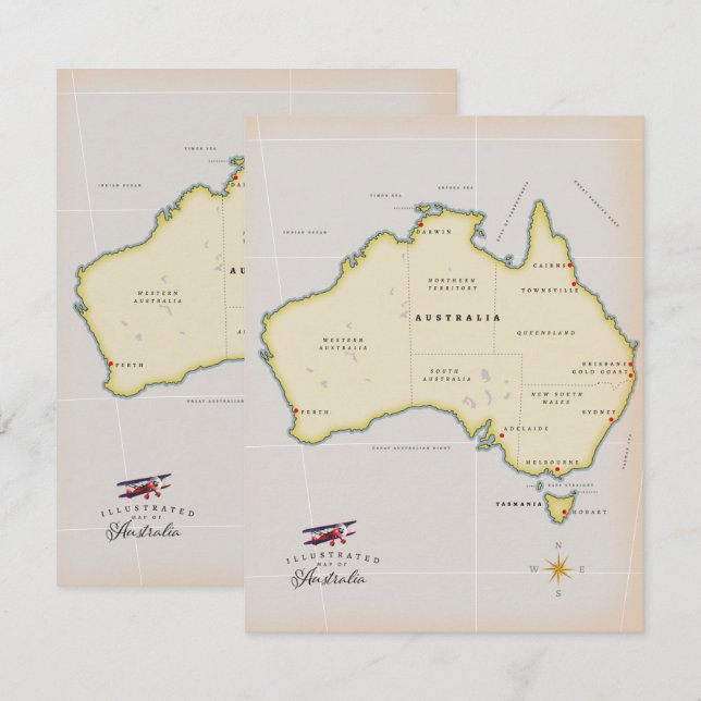 Mapa ilustrado da Austrália (Frente/Verso)