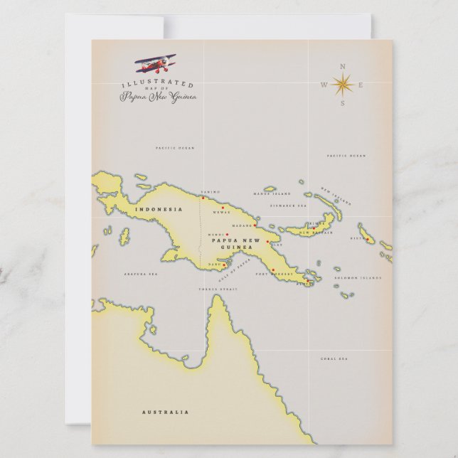 Mapa ilustrado da Papua-Nova Guiné (Verso)