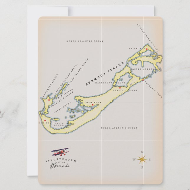Mapa ilustrado das Bermudas (Frente)