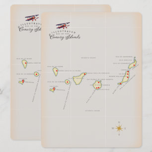 Mapa ilustrado das Ilhas Canárias.