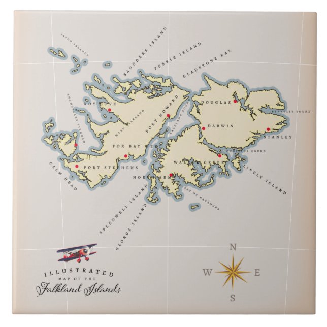 Mapa ilustrado das Ilhas Falkland. (Frente)