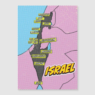 Mapa ilustrado de Israel em Pop Art