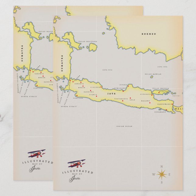 Mapa ilustrado de Java. (Frente/Verso)