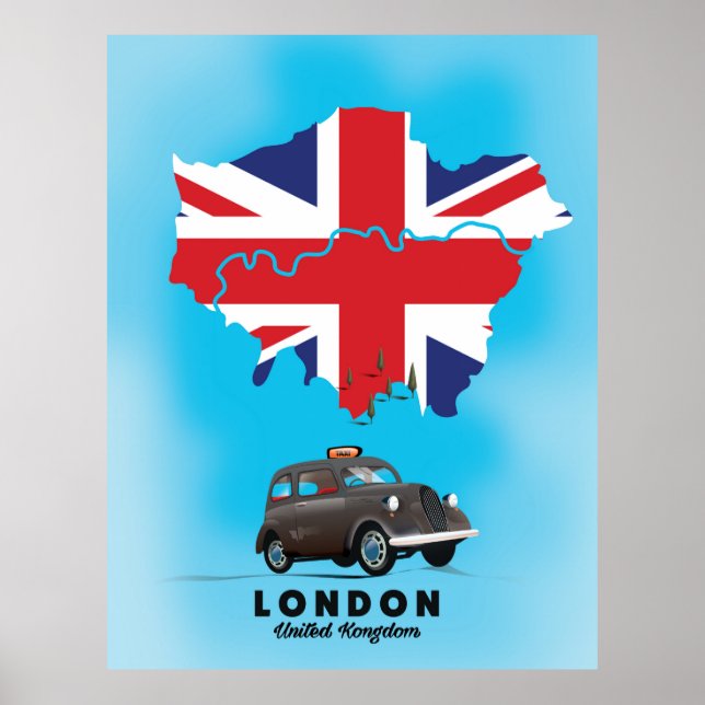Mapa ilustrado de Londres pôster de viagem (Frente)