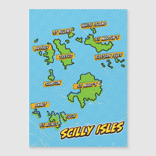 Mapa ilustrado de Pop Art das Ilhas Scilly
