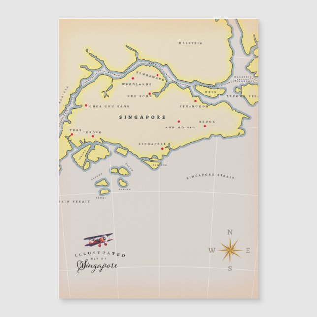 Mapa ilustrado de Singapura (Frente)