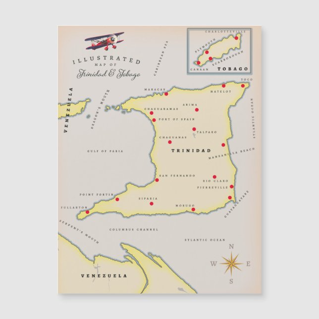 Mapa ilustrado de Trinidad e Tobago (Frente)