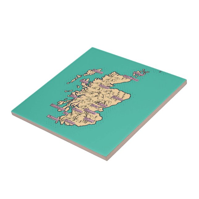 Mapa ilustrado de viagens da Escócia (Versão Verde (Lateral)