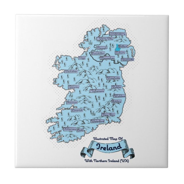 Mapa ilustrado de viagens da Irlanda (Frente)
