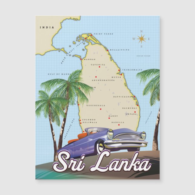 Mapa ilustrado detalhado do Sri Lanka (Frente)