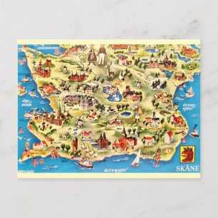 Mapa Ilustrado do Cartão Postal da Suécia