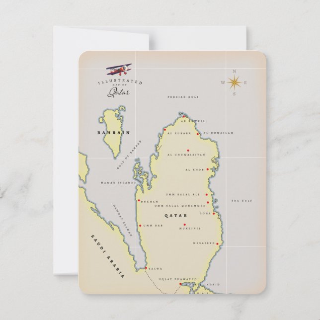 Mapa ilustrado do Catar (Verso)