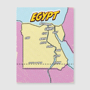 Mapa ilustrado do Egito em Pop Art