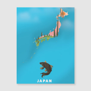 Mapa ilustrado do Japão, impressão de pôster de vi