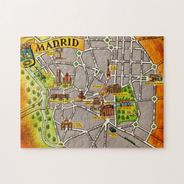 Mapa Ilustrado do Quebra-cabeça de Madrid Jigserra (Horizontal)