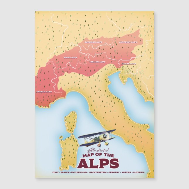 Mapa ilustrado dos Alpes (Frente)