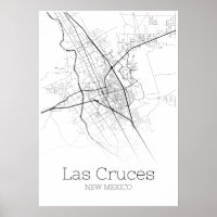 Mapa Las Cruces - Novo México - Poster do Mapa da