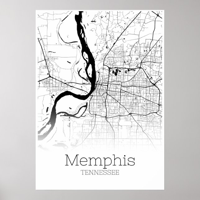 Mapa Memphis - Tennessee - Poster do Mapa da Cidad (Frente)