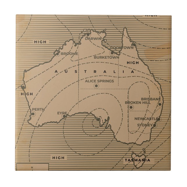 Mapa meteorológico antigo da Austrália (Frente)