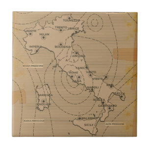 Mapa meteorológico antigo da Itália, Scilly e Sard