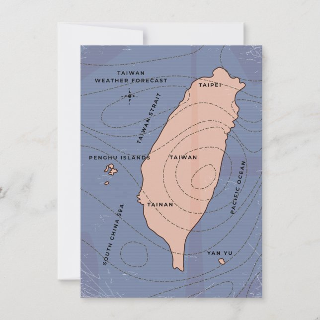 Mapa meteorológico do estilo Vintage de Taiwan (Frente)