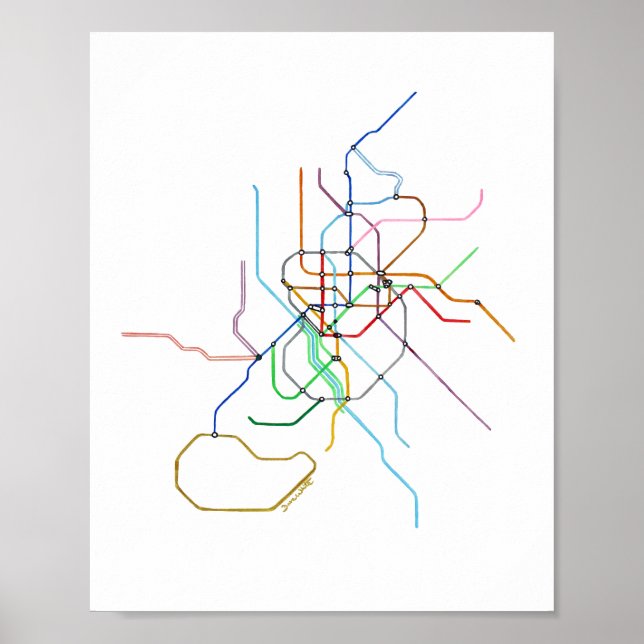 Mapa Metro de Madrid Espanha Impressão de Arte (Frente)