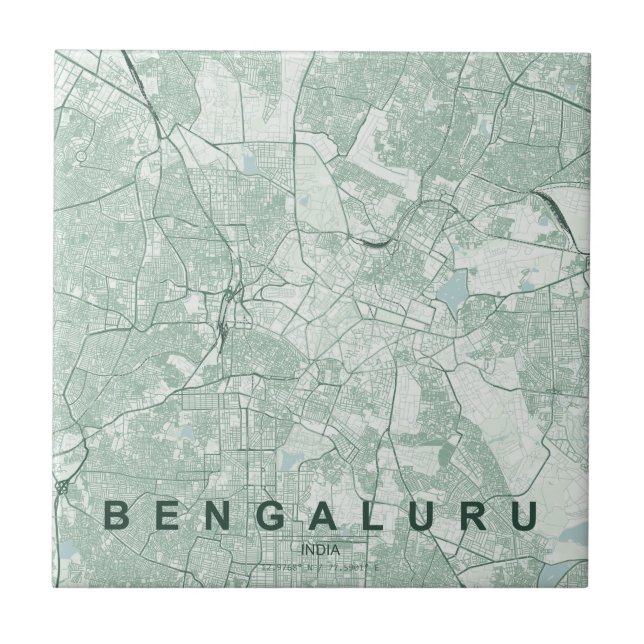 Mapa Minimalista da Cidade de Bengaluru Índia (Frente)