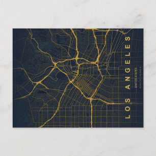 Mapa Mínimo de Los Angeles em Cartão Postal