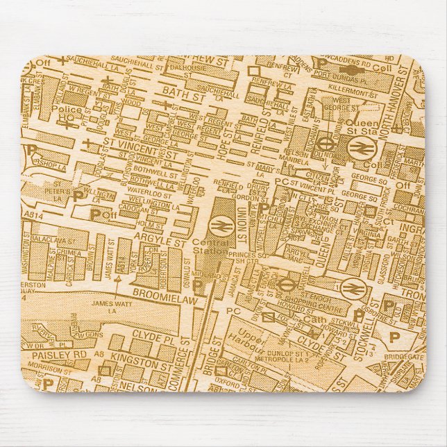 Mapa Mousepad da cidade de Glasgow (Frente)