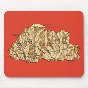 Mapa Mousepad de Bhutan