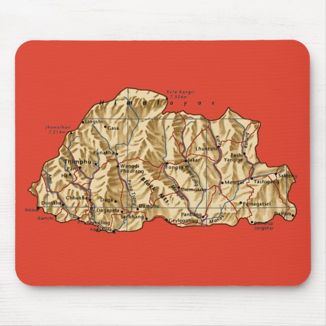 Mapa Mousepad de Bhutan (Frente)