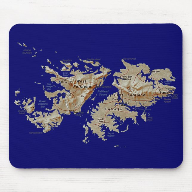 Mapa Mousepad de Ilhas Falkland (Frente)