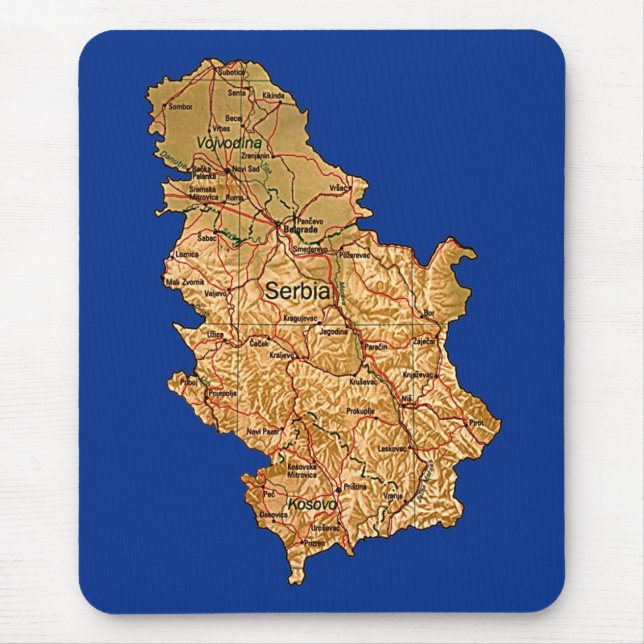 Mapa Mousepad de Serbia (Frente)