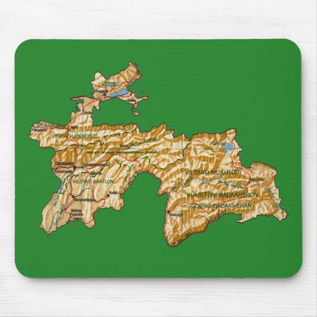 Mapa Mousepad de Tajikistan (Frente)