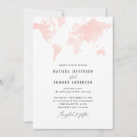 Mapa mundi em aquarela rosa casamento viagem