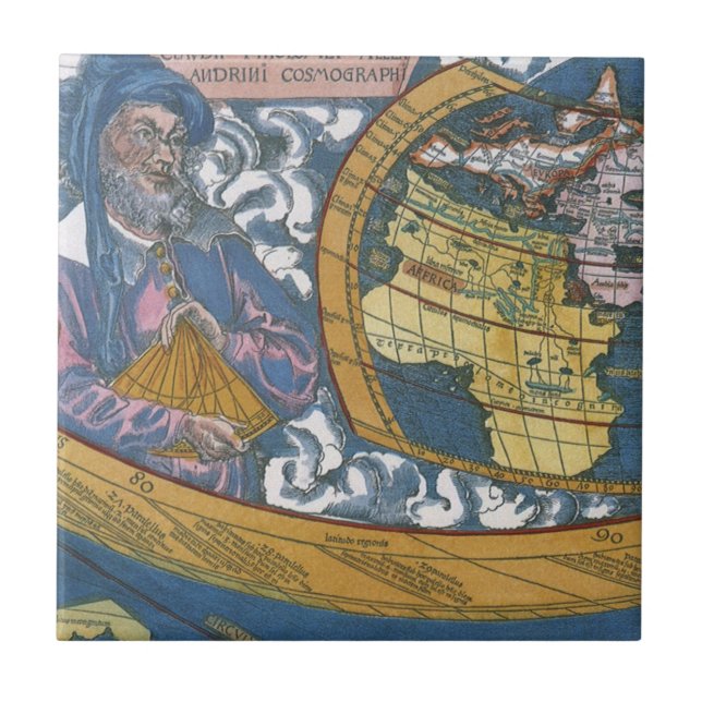 Mapa Mundial Antigo com Cláudio Ptolomeu, 1507 (Frente)