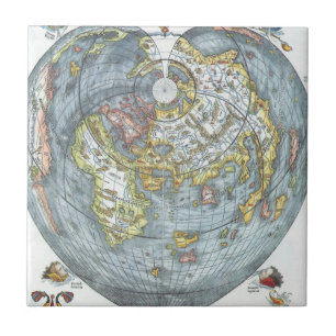 Mapa Mundial Antigo em Forma de Coração Vintage Pe