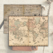 Mapa Mundial Antigo em Papel Vintage para Junk Jou