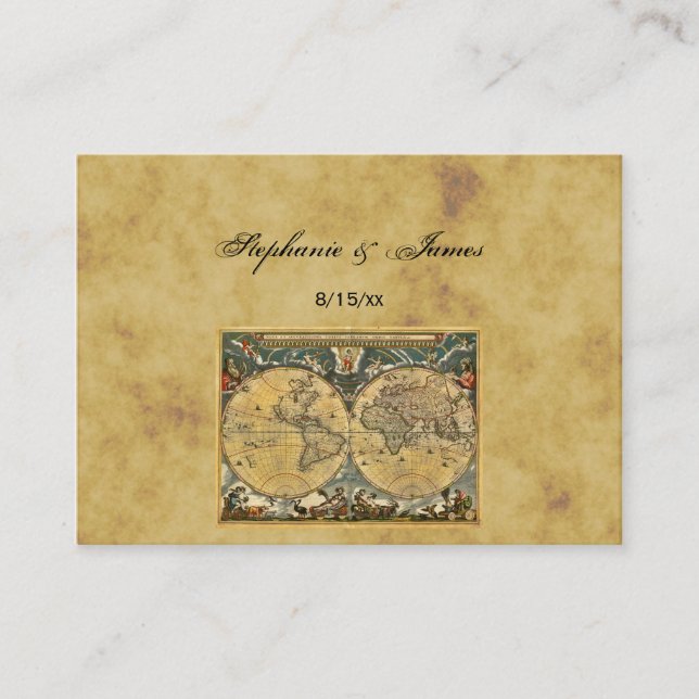 Mapa Mundial Antiquado Afetou Cartões de Escolta # (Frente)